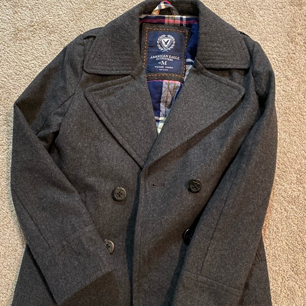 Charcoal Gray American Eagle Peacoat in Sz M